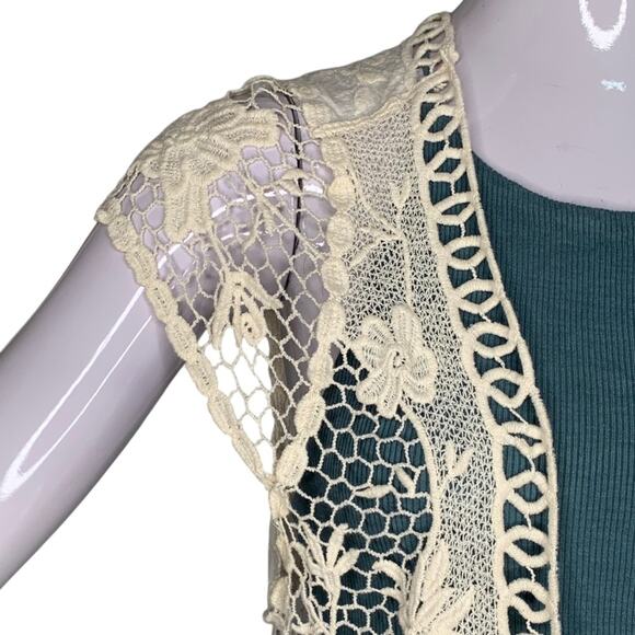 Free People Worn on TV Crochet Vest Cover Up Cream Size One Size - Picture 5 of 16